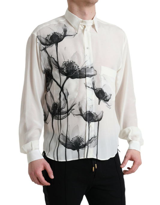 Dolce & Gabbana Elegant Floral Silk Dress Shirt