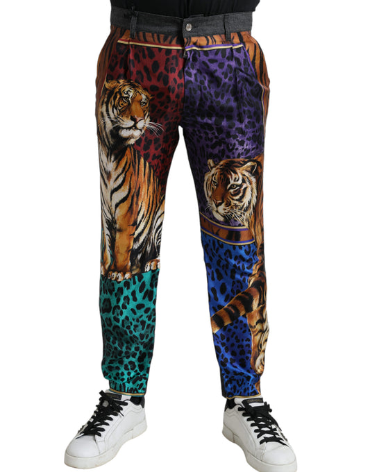 Dolce & Gabbana Multicolor Tiger Print Loose Denim Jeans