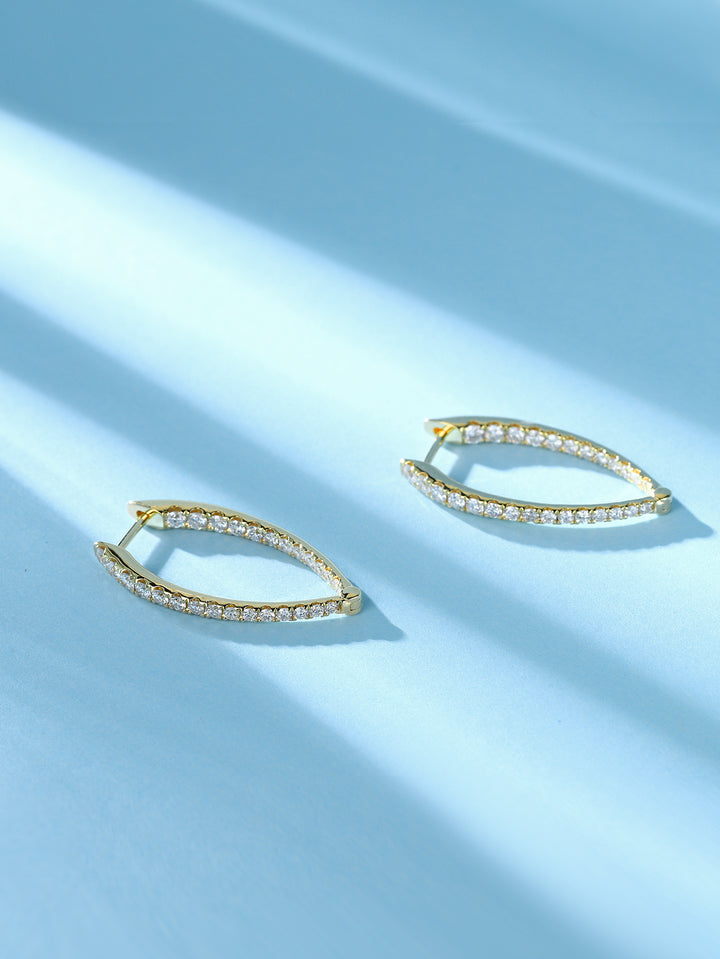 18K yellow earrings,Irregular shape earrings/hoop earrings - ModeMagneet