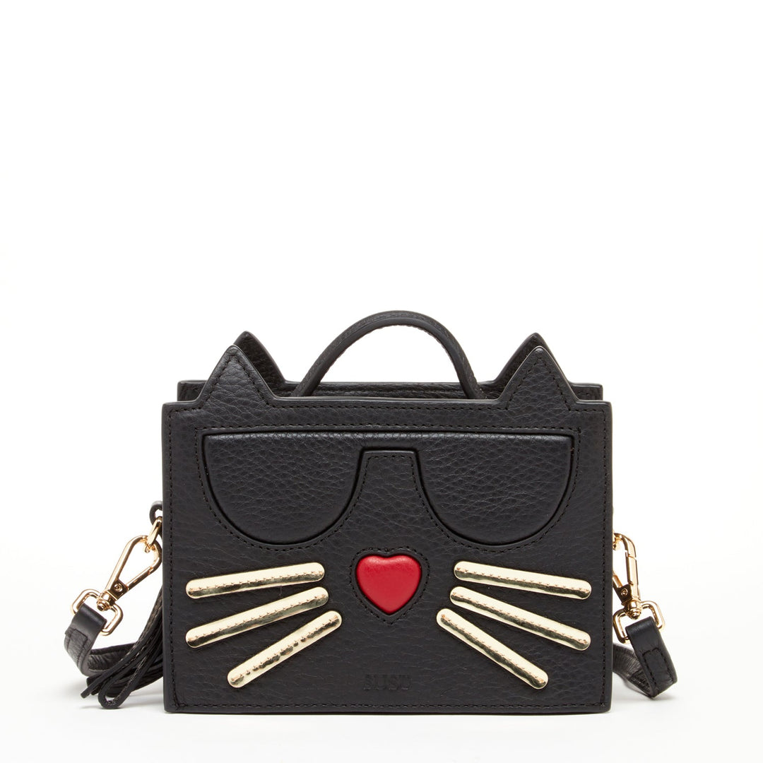 Leather Cat Bag Black Crossbody - ModeMagneet