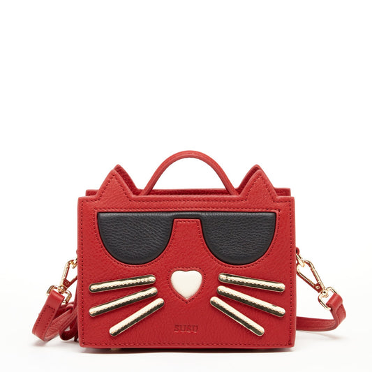 Leather Cat Bag Red Crossbody - ModeMagneet