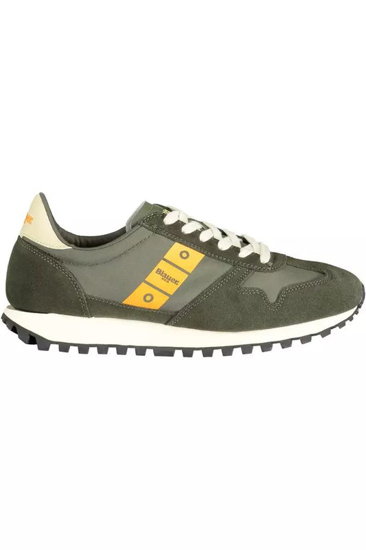 Blauer Sporty Green Lace-Up Sneakers with Contrast Detailing