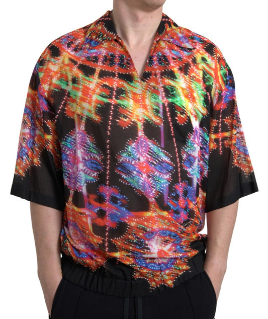 Dolce & Gabbana Multicolor Luminarie Print Cotton Polo Shirt