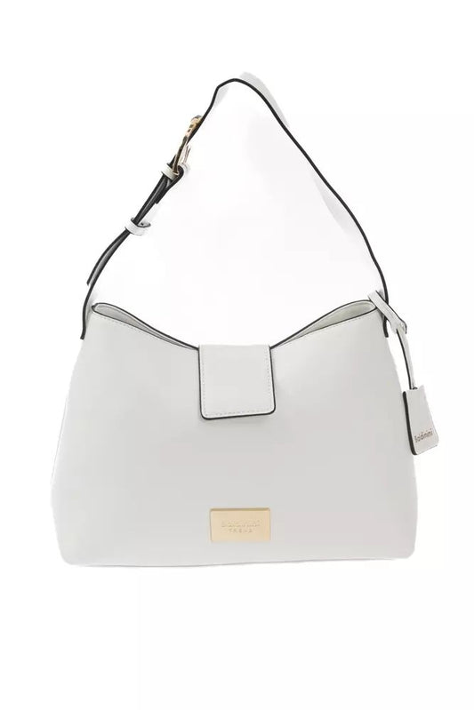 Baldinini Trend Chic White Flap Bag with Golden Accents